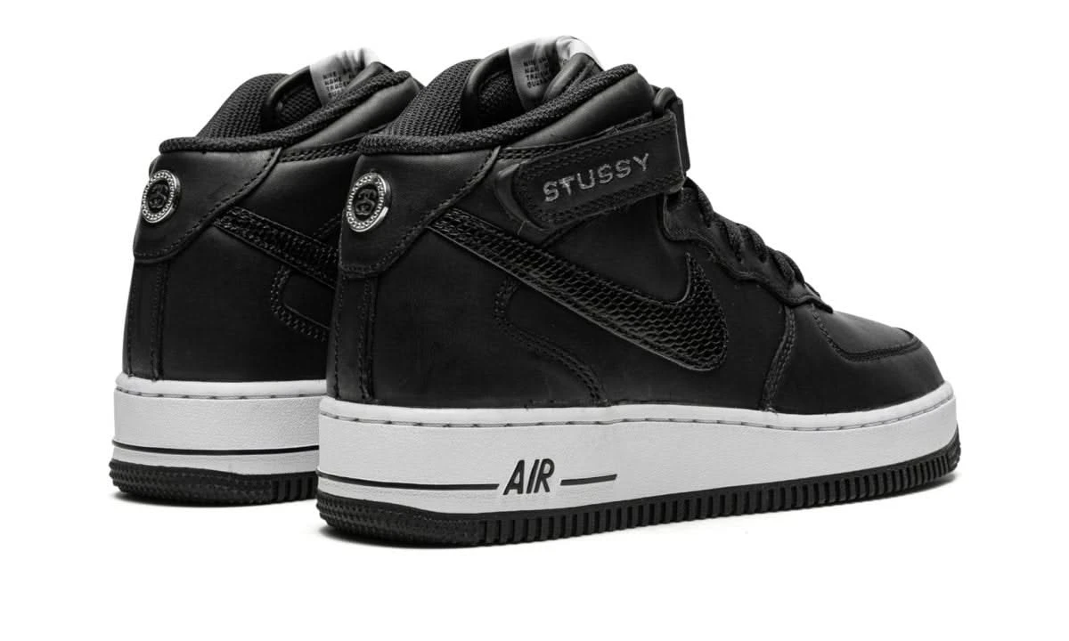 Nike Air Force 1 Mid Stussy All Black 5 Nike Air Force 1 Mid Stussy All Black – Image 3