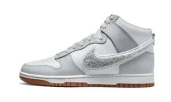 Nike Dunk High Retro Chenille Swoosh White Grey